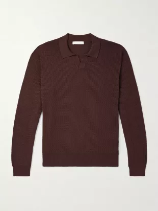 Textured Cotton and Silk-Blend Polo Shirt