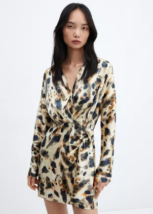 Leopard Print Satin Dress
