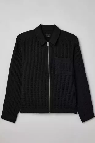 Standard Cloth Waffle Knit Zip Shirt