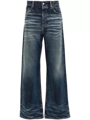 Whiskered Straight-Leg Jeans