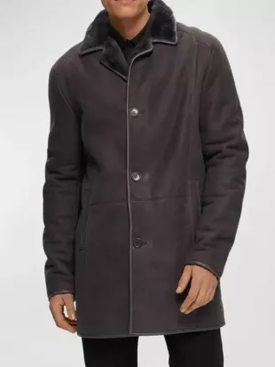 Mayor Of Kingstown S4 Frank Moses Sherpa Collared Suede Coat
