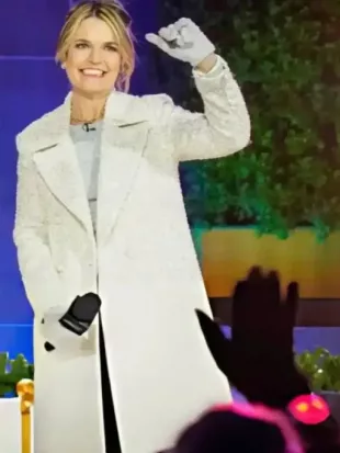 Christmas In Rockefeller Center 2025 Savannah Guthrie White Long Coat