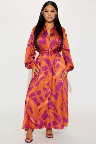 A Night In Santorini Maxi Dress - Rust/combo