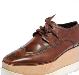 Brown Brogue Faux Leather Elyse Platform Derby