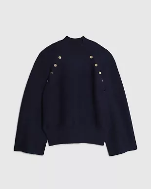 Navy Knitted High Neck jumper