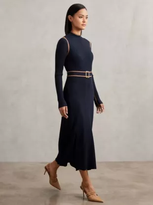 Ella Colourblock Rib-Knit Midi Dress