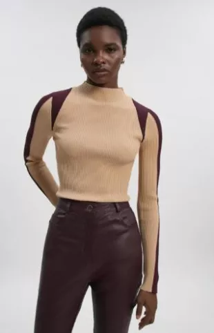 Rib Knit Colour Block Top