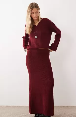 Ribbed Knitted Maxi Skirt Co-ord