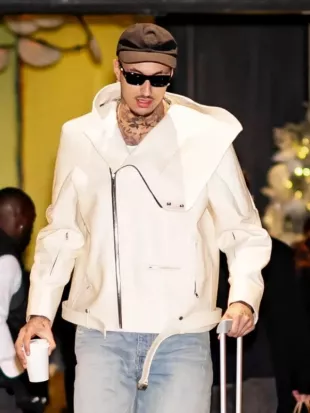 Kyle Kuzma NYC White Leather Jacket