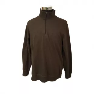 Mens Large Black Coffee Fleece 1/4 Zip Long