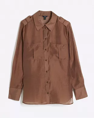 Brown Long Sleeve Utility Shirt