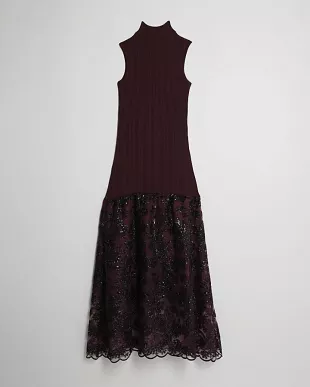 Red Knitted Hybrid Hem Midi Dress