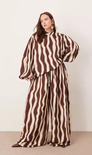 Curve Super wide Leg Drawstring Waist co-ord