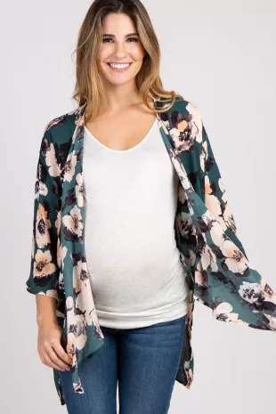 pinkblush - Green Floral Chiffon Maternity Cover Up