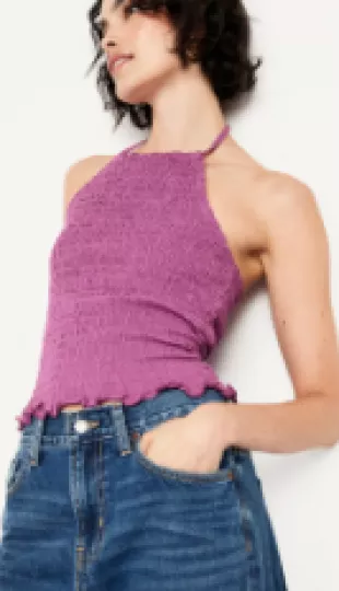 Sleeveless Smocked Crop Top