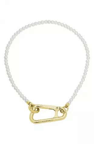 Imitation Pearl Carabiner Collar Necklace