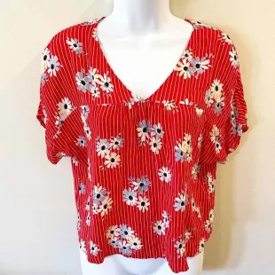Daisy Society Rhyme Top Red Floral