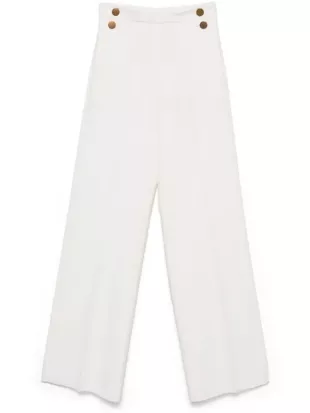 Polonia Wide Leg Stretch Virgin Wool Canvas Pants