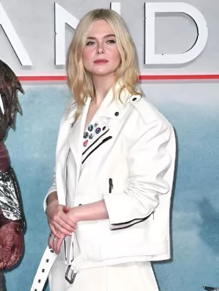 Predator Badlands Elle Fanning White Leather Jacket