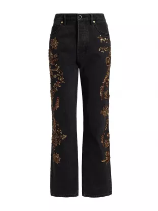 Daniela Embellished Straight-Leg Jean