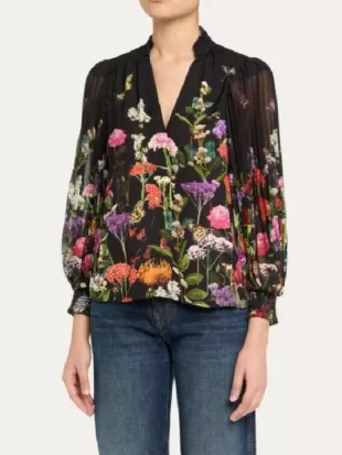 FBI Most Wanted S06 Black Floral Printed Blouse