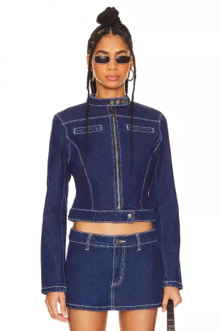 Bella Moto Jacket in Blue Denim