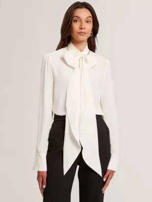Ressia Tie Neck Top, Ivory