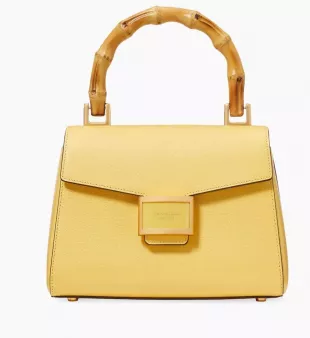 Ny Katy Textured Leather Bamboo Small Top-handle