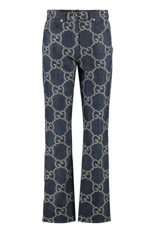 Jumbo GG Denim-jacquard Straight-leg Jeans