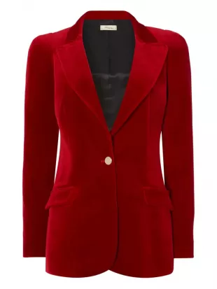 Clove Velvet Jacket in Scarlet