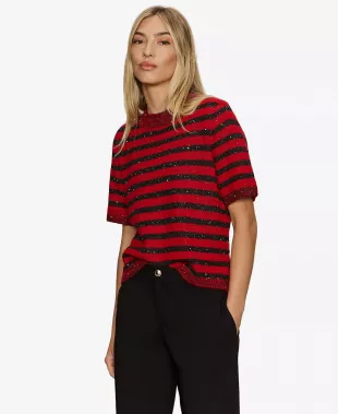 Short-Sleeve Shine Sweater T-Shirt