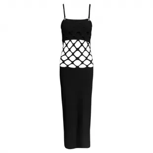 2001 Black Mesh Section Dress