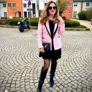 Textured Blazer with Contrasting Piping