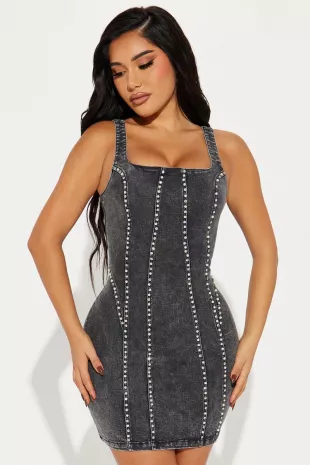 Stevie Denim Mini Dress - Black Wash