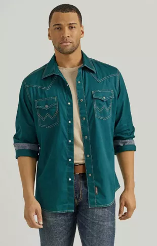 Men's Retro Premium Snap Long Sleeve Shirt