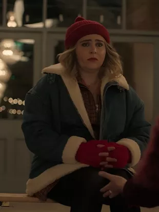 Twelve Dates ‘Til Christmas Mae Whitman Blue Denim Jacket