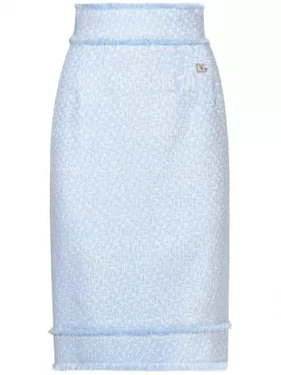 Appliqué-logo Tweed Straight Skirt