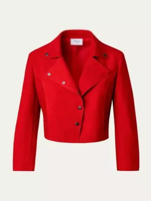 Elsbeth S03 Lana Condor Cropped Red Suede Jacket