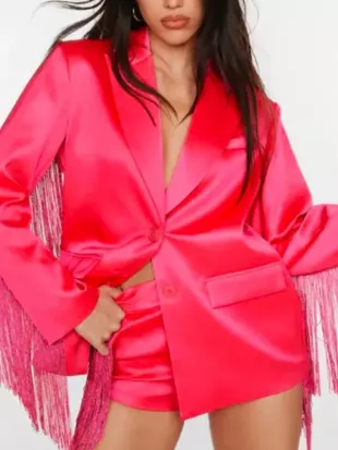 The Road 2025 Britnee Kellogg Pink Fringe Blazer