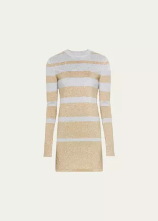 Metallic Striped Mini Dress
