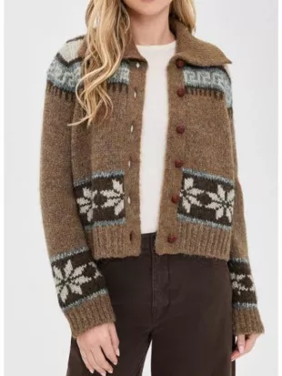 Joanna Gaines Fixer Upper Colorado Mountain House 2025 Brown Cardigan