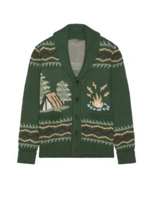 The Neighborhood S08 Max Greenfield Green Printed Cardigan