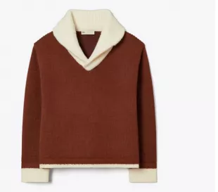 Contrast Collar Wool Sweater