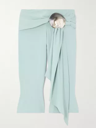 Cropped Embellished Stretch Recycled Satin Skinny Pants