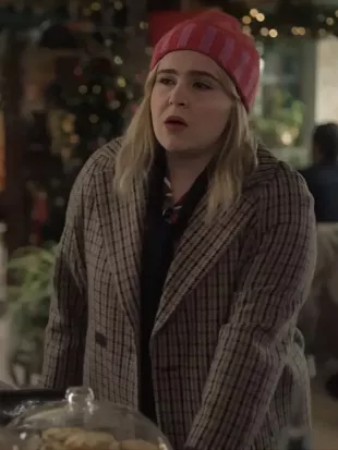 The Twelve Dates ‘Til Christmas S01 Mae Whitman Plaid Coat