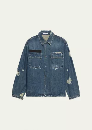 Distressed Denim Uniform Shirt