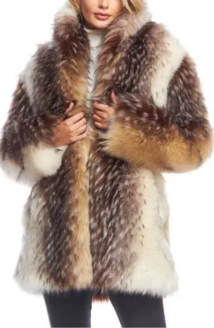 Furs Shawl Collar Faux Fur Coat