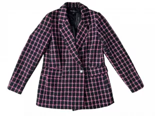 Black/Pink Check Tweed Blazer