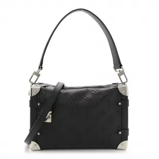 Black Leather Monogram Trunk Bag