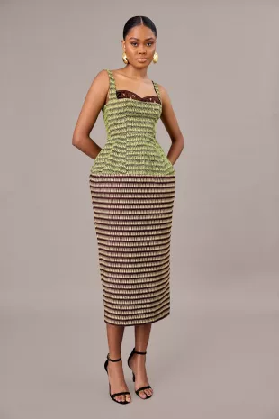 Larissa Brown Sleeveles Lamp Shade Dress